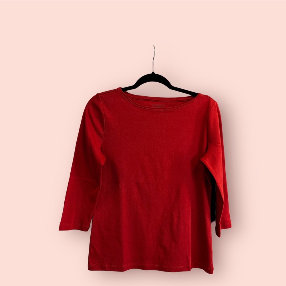 TALBOTS Cotton Long Sleeve Tee/ Red Ginger